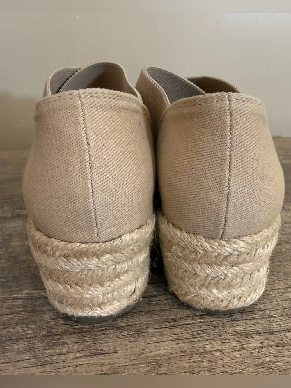 Life Stride Velocity 2.0 Keaton Espadrille Wedges Shoes Beige Canvas Sz 8.5 Boho